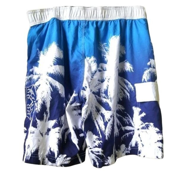 Corona Extra Mens Swim Trunks Palm Tree Print Blue & White Size Large - Picture 8 of 10